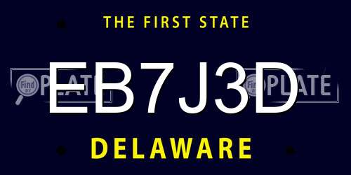 EB7J3D Delaware License Plate