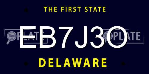 EB7J3O Delaware License Plate