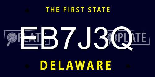 EB7J3Q Delaware License Plate
