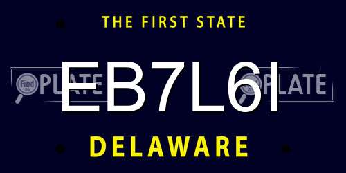 EB7L6I Delaware License Plate