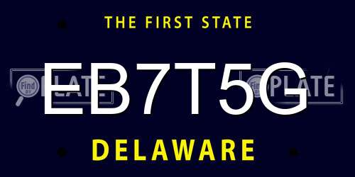 EB7T5G Delaware License Plate