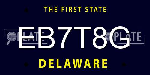 EB7T8G Delaware License Plate