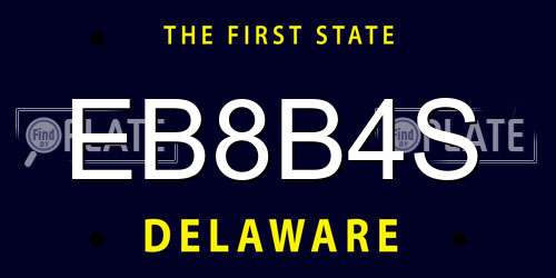 EB8B4S Delaware License Plate