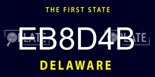 EB8D4B Delaware License Plate