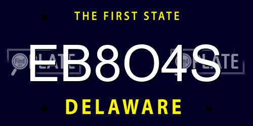 EB8O4S Delaware License Plate