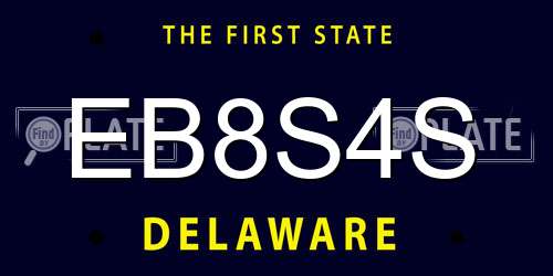EB8S4S Delaware License Plate