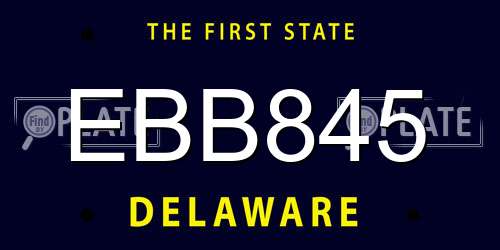 EBB845 Delaware License Plate