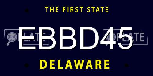 EBBD45 Delaware License Plate