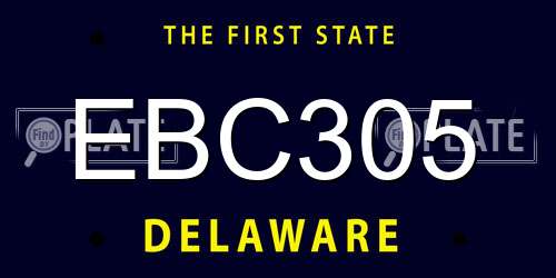EBC305 Delaware License Plate