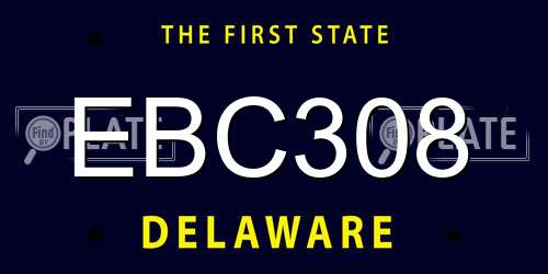 EBC308 Delaware License Plate