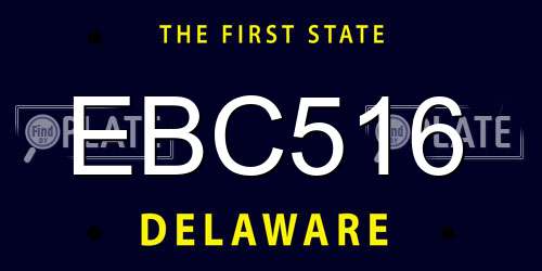 EBC516 Delaware License Plate