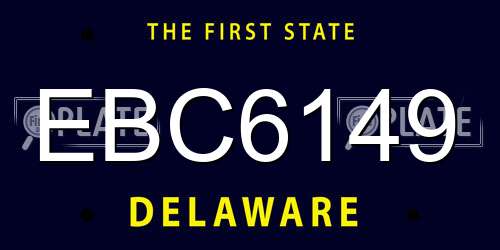 EBC6149 Delaware License Plate