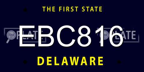 EBC816 Delaware License Plate