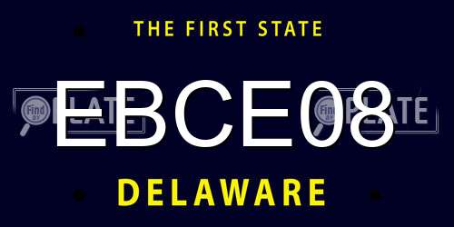 EBCE08 Delaware License Plate