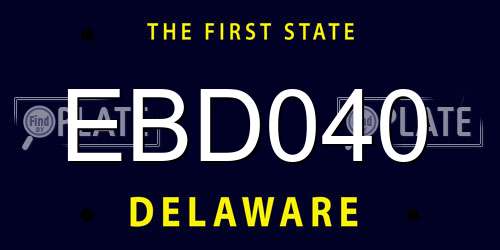 EBD040 Delaware License Plate