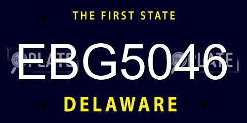 EBG5046 Delaware License Plate
