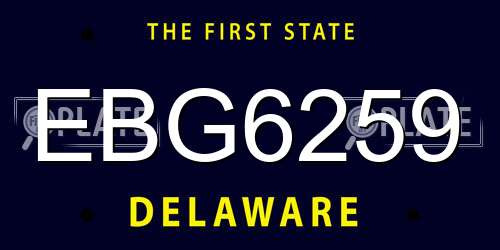 EBG6259 Delaware License Plate