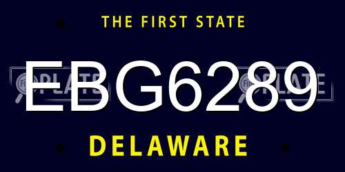 EBG6289 Delaware License Plate