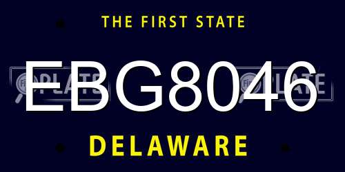 EBG8046 Delaware License Plate