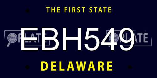 EBH549 Delaware License Plate