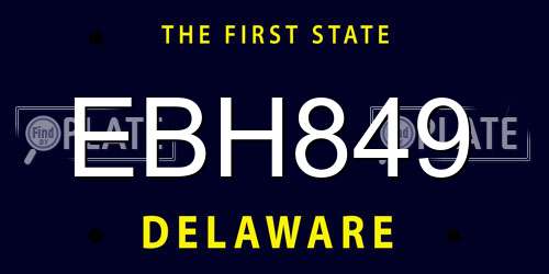 EBH849 Delaware License Plate