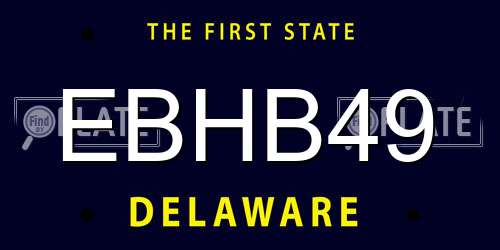 EBHB49 Delaware License Plate