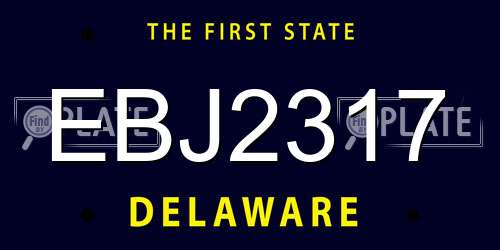 EBJ2317 Delaware License Plate