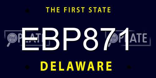 EBP871 Delaware License Plate