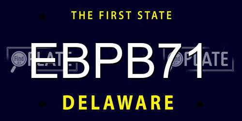 EBPB71 Delaware License Plate