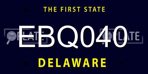 EBQ040 Delaware License Plate