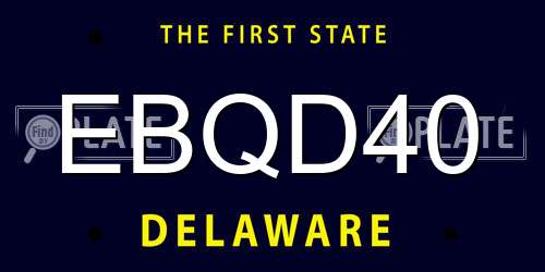 EBQD40 Delaware License Plate