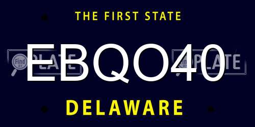 EBQO40 Delaware License Plate