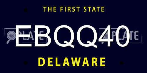 EBQQ40 Delaware License Plate