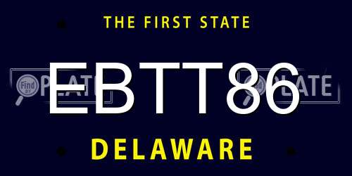EBTT86 Delaware License Plate