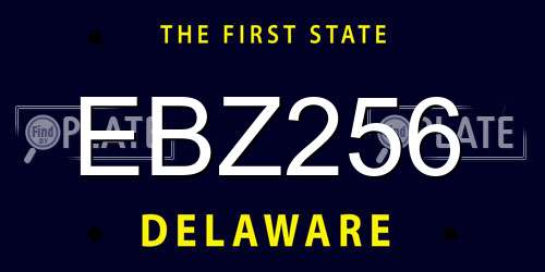 EBZ256 Delaware License Plate