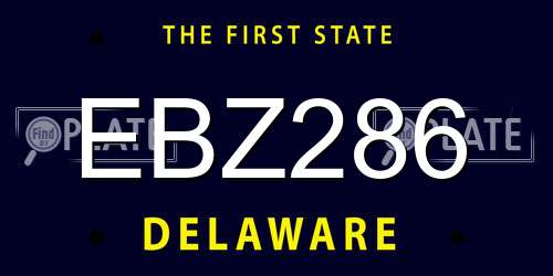 EBZ286 Delaware License Plate