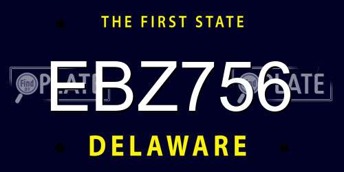 EBZ756 Delaware License Plate