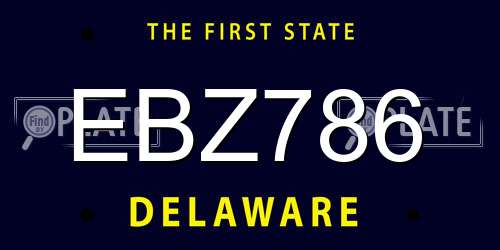 EBZ786 Delaware License Plate