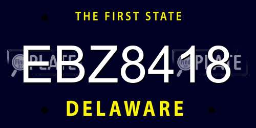 EBZ8418 Delaware License Plate