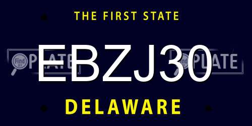EBZJ30 Delaware License Plate
