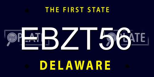 EBZT56 Delaware License Plate