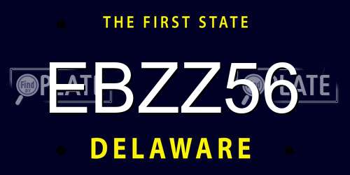 EBZZ56 Delaware License Plate