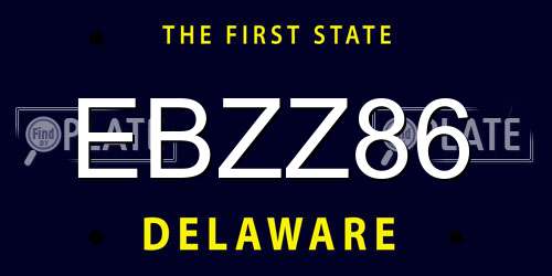 EBZZ86 Delaware License Plate