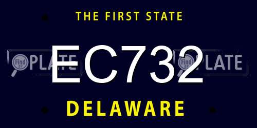 EC732 Delaware License Plate