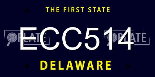 ECC514 Delaware License Plate