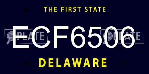 ECF6506 Delaware License Plate