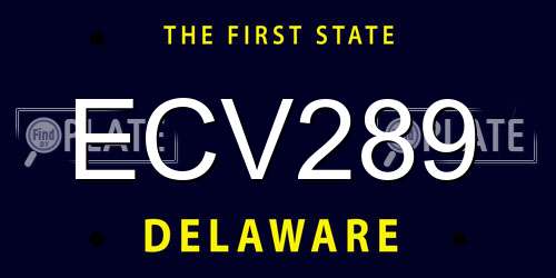 ECV289 Delaware License Plate