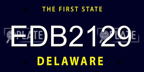 EDB2129 Delaware License Plate