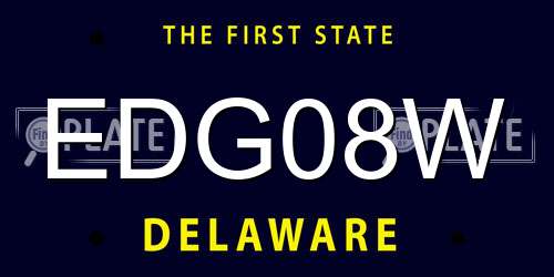 EDG08W Delaware License Plate