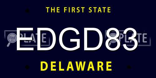 EDGD83 Delaware License Plate